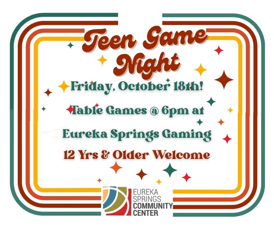 Teen Game night!6-8pm at eureka gaming ages 12 and older welcome